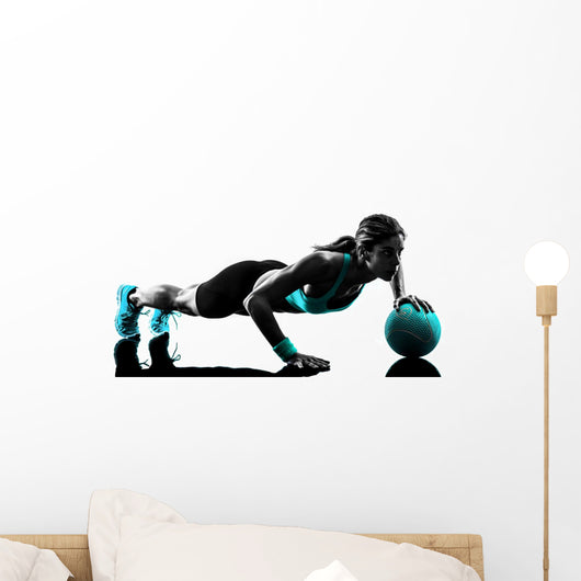 woman fitness Medicine Ball exercises silhouette Wall Decal