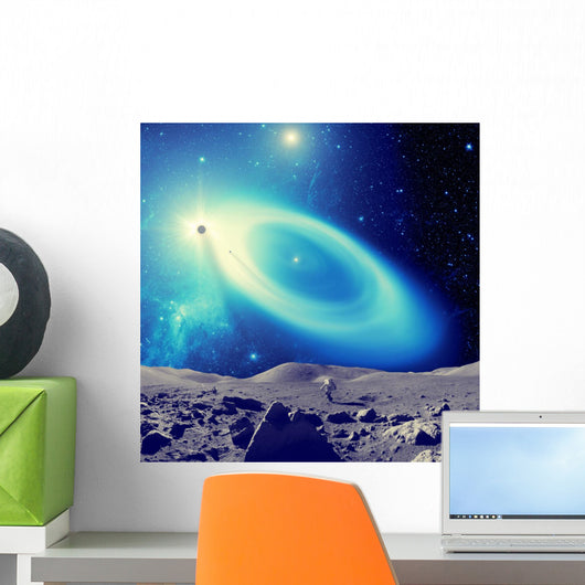 Astronaut walking on a outer-space planet. Wall Decal