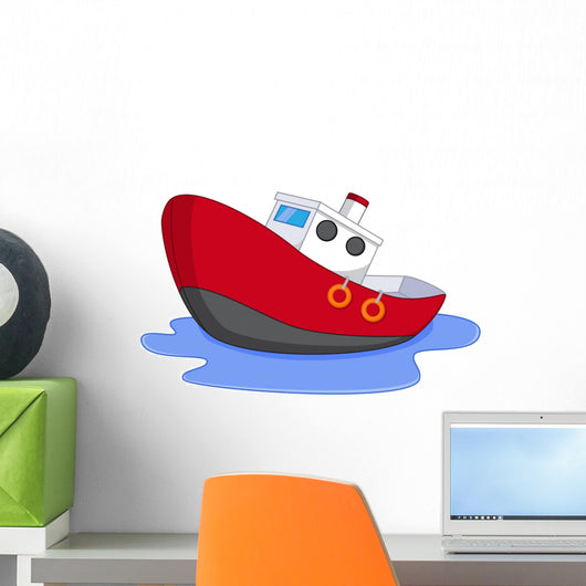Cartoon Boat with Water Wall Decal