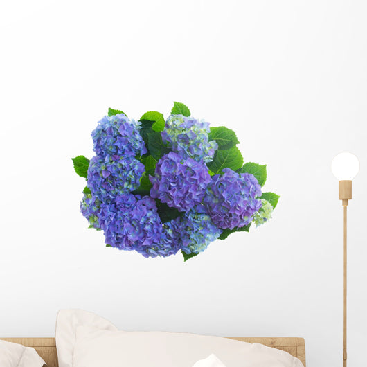 border of blue hortensia flowers Wall Decal