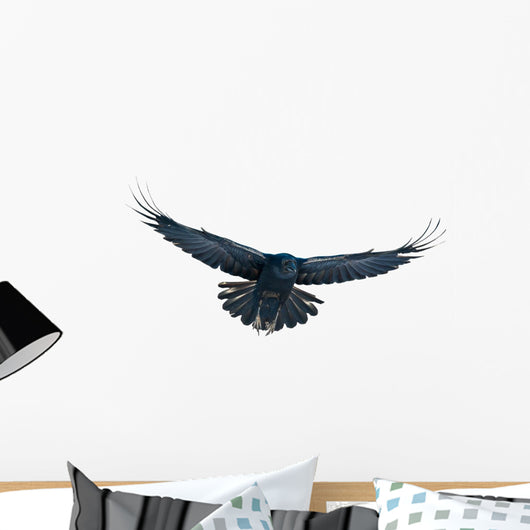 Raven in flight on white Wall Decal