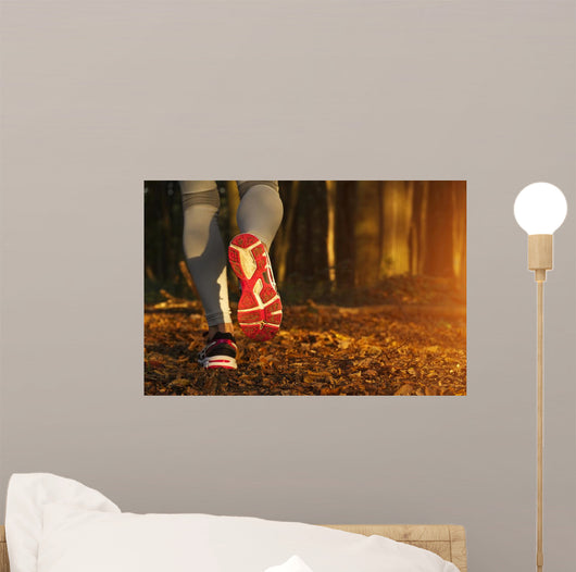 Girl Running At Sunset Wall Decal