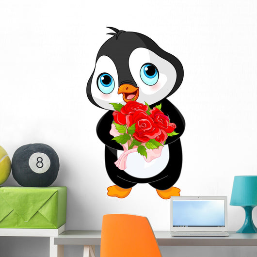 Cute Valentine penguin Wall Decal