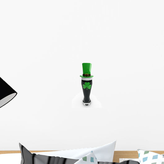 Pint of beer with Leprechaun hat and shamrock Wall Decal