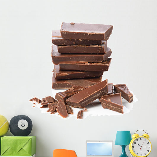 Broken chocolate bar on a white background Wall Decal