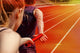 Relay race handing over female male Wall Decal
