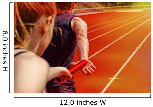 Relay race handing over female male Wall Decal