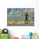 Athletic,  black male running along a road Wall Decal
