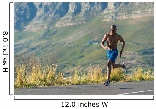 Athletic,  black male running along a road Wall Decal
