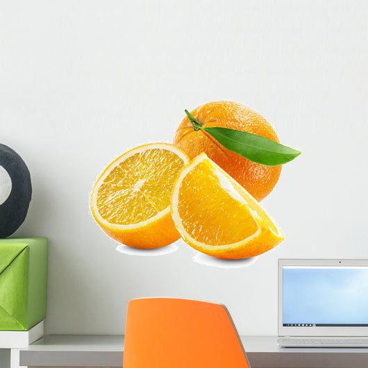 orange with slices isolated on the white background Wall Decal