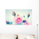 Beautiful pink roses. Vintage styled card design Wall Decal
