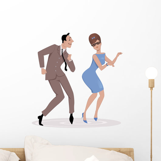 1960s couple dancing twist Wall Decal