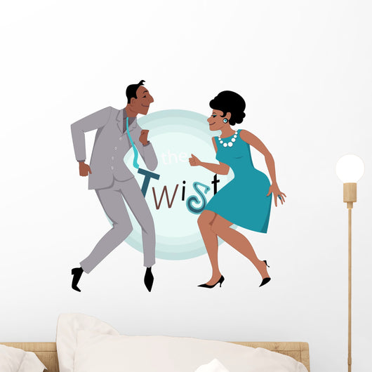 Black couple dancing twist Wall Decal