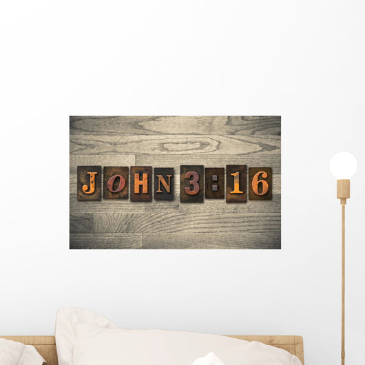 John 3:16 Wooden Letterpress Concept Wall Decal