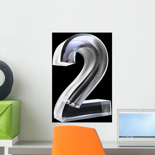 3d number 2 in glass Wall Decal