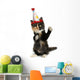 Adorable Kitten on a White Background With Birthday Hat Wall Decal