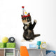 Adorable Kitten on a White Background With Birthday Hat Wall Decal