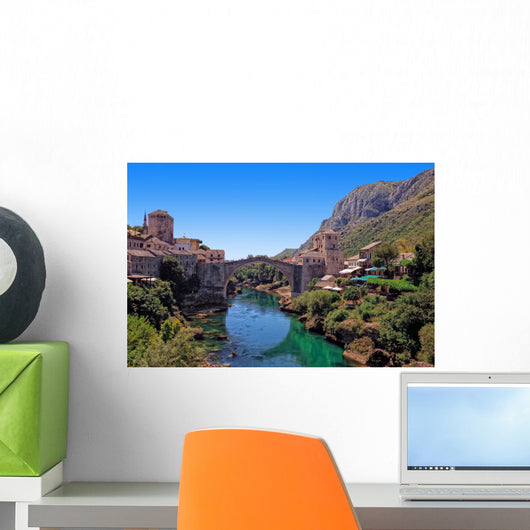 Old Bridge in Mostar with river Neretva, Bosnia and Herzegovina Wall Decal