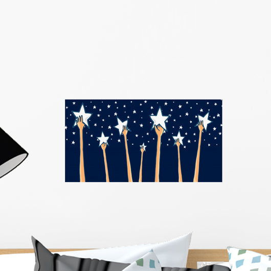 Group of hands reaching for the stars or success Wall Decal