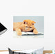 Cute business cat wearing glasses reading notebook (book) Wall Decal