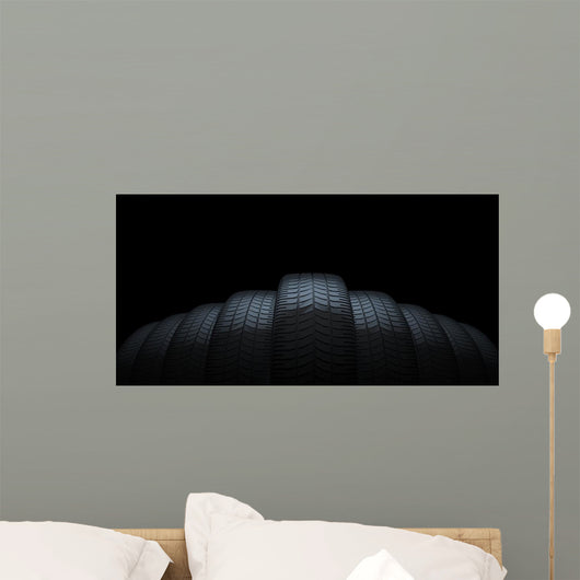 Car tires on black background Wall Decal