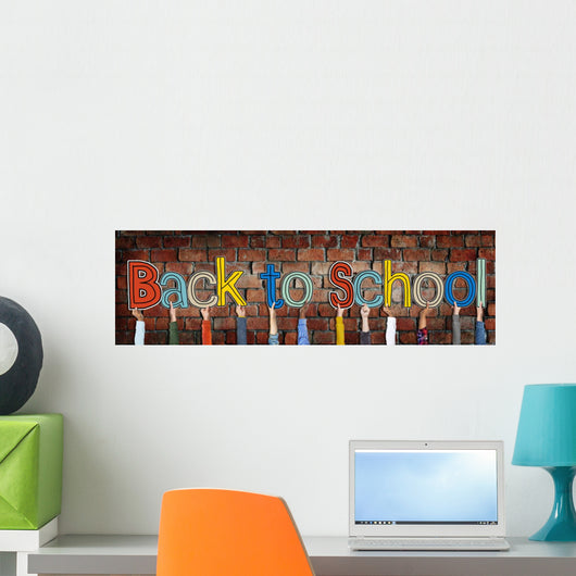 Group Hands Holding Letter Back School Concept Wall Decal