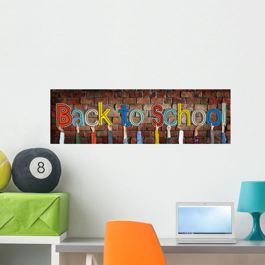 Group Hands Holding Letter Back School Concept Wall Decal