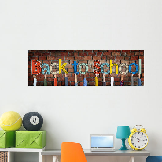 Group Hands Holding Letter Back School Concept Wall Decal