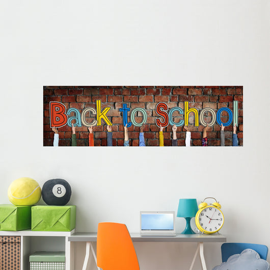 Group Hands Holding Letter Back School Concept Wall Decal