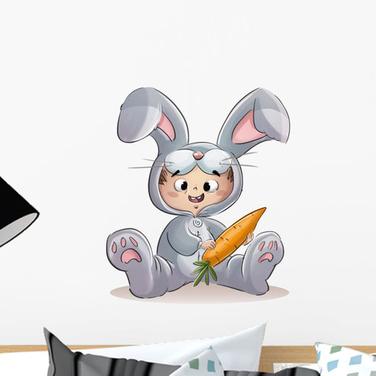 niño con disfraz de conejo Wall Decal
