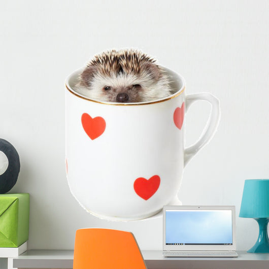 Coffee Cupped Hedgehog Wall Decal