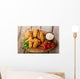 Fried chicken wings with sauce and tomatoes Wall Decal
