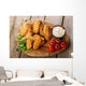 Fried chicken wings with sauce and tomatoes Wall Decal