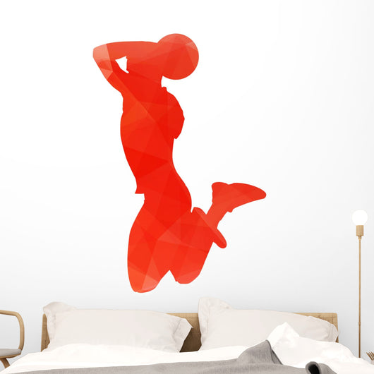 Orange Abstract Basketball Player Wall Decal