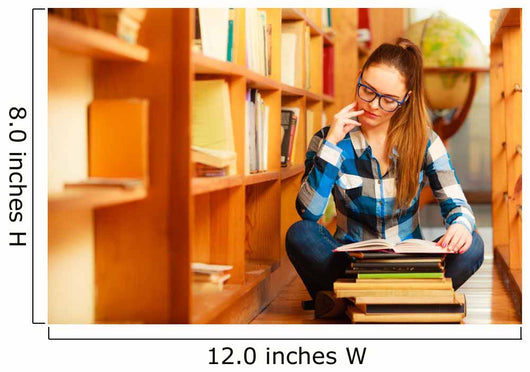 Woman student in college library Wall Decal