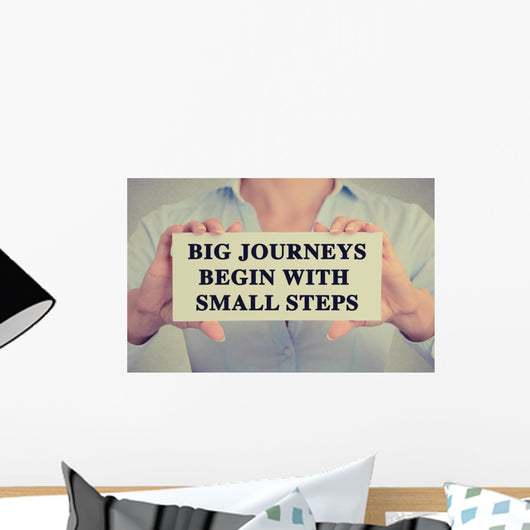 businesswoman retro card big journeys begin with small steps Wall Decal