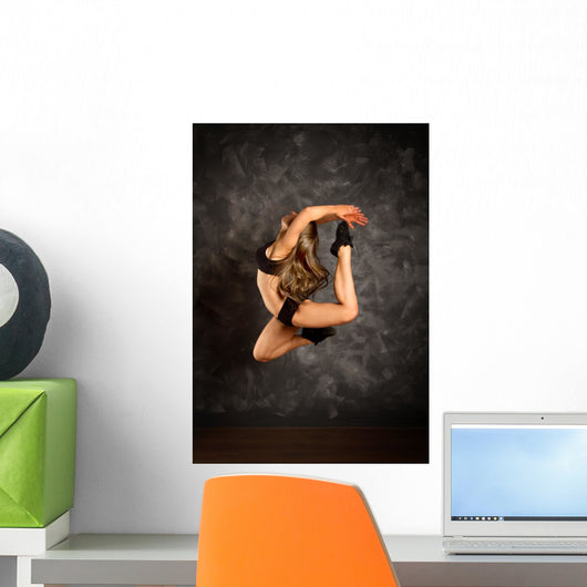 dancing girl jumping. Wall Decal