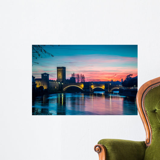 Castelvecchio Bridge at sunset, Verona Wall Decal