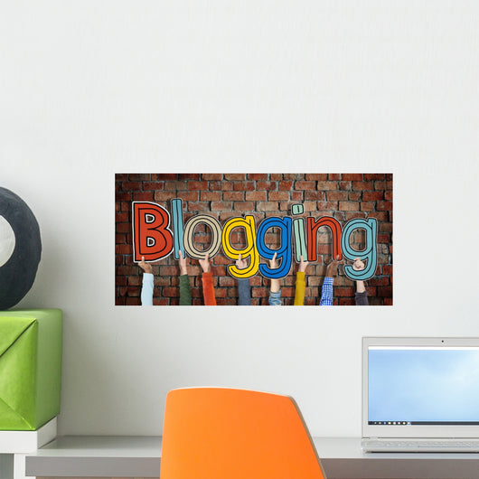Diverse Hands Holding Word Blogging Concept Wall Decal