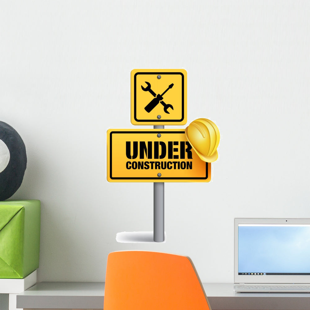 Under Construction Sign In White Background. 3D Mesh Wall Decal ...