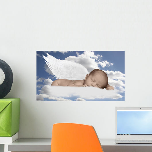 baby infant in clouds with wings Wall Decal