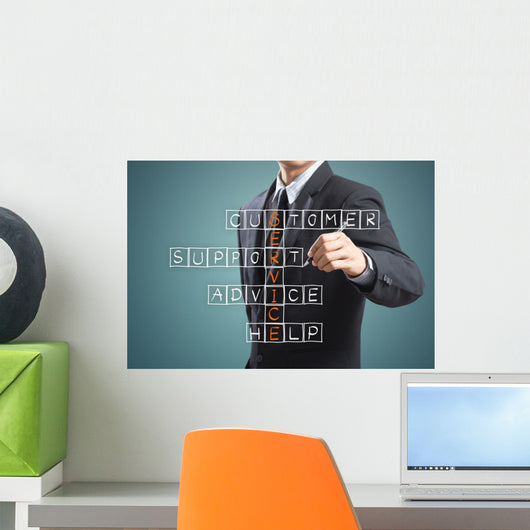 Business man writing customer service concept Wall Decal
