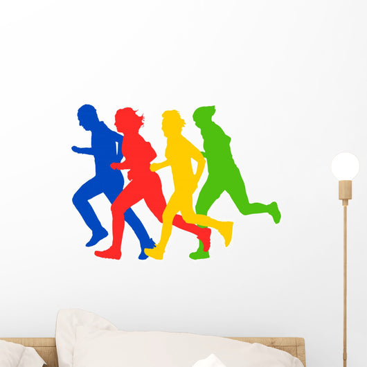 Group of runners silhouettes vector illustration Wall Decal