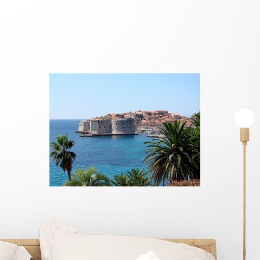 Dubrovnik view through palm trees Wall Decal