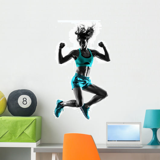 woman fitness jumping  exercises silhouette Wall Decal