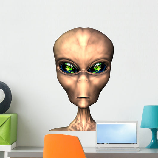 silver alien Wall Decal
