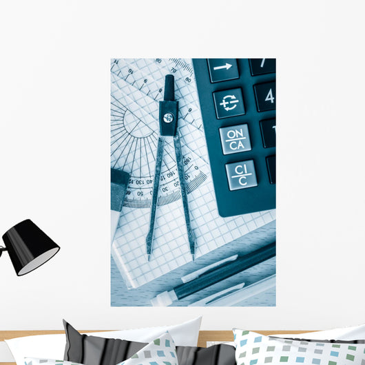 School supplies math and science toned in blue Wall Decal