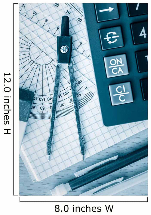 School supplies math and science toned in blue Wall Decal