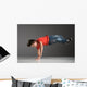 little break dancer showing his skills on grey background. Wall Decal
