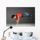 little break dancer showing his skills on grey background. Wall Decal